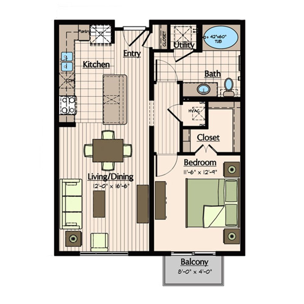 1900 Yorktown Galleria Apartments | A2-1 Floor Plan