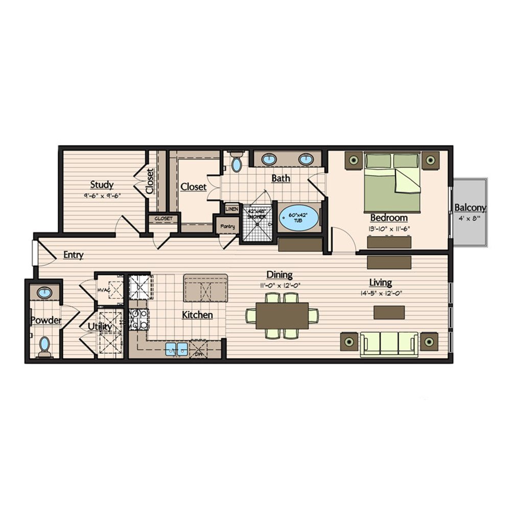 1900 Yorktown Galleria Apartments | A5-4 Floor Plan
