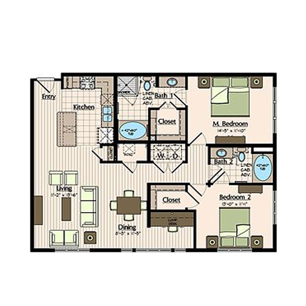 500 Crawford Downtown Apartments | B1-1 Floor Plan