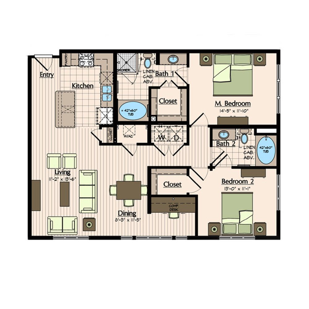 1900 Yorktown Galleria Apartments | B1 Floor Plan