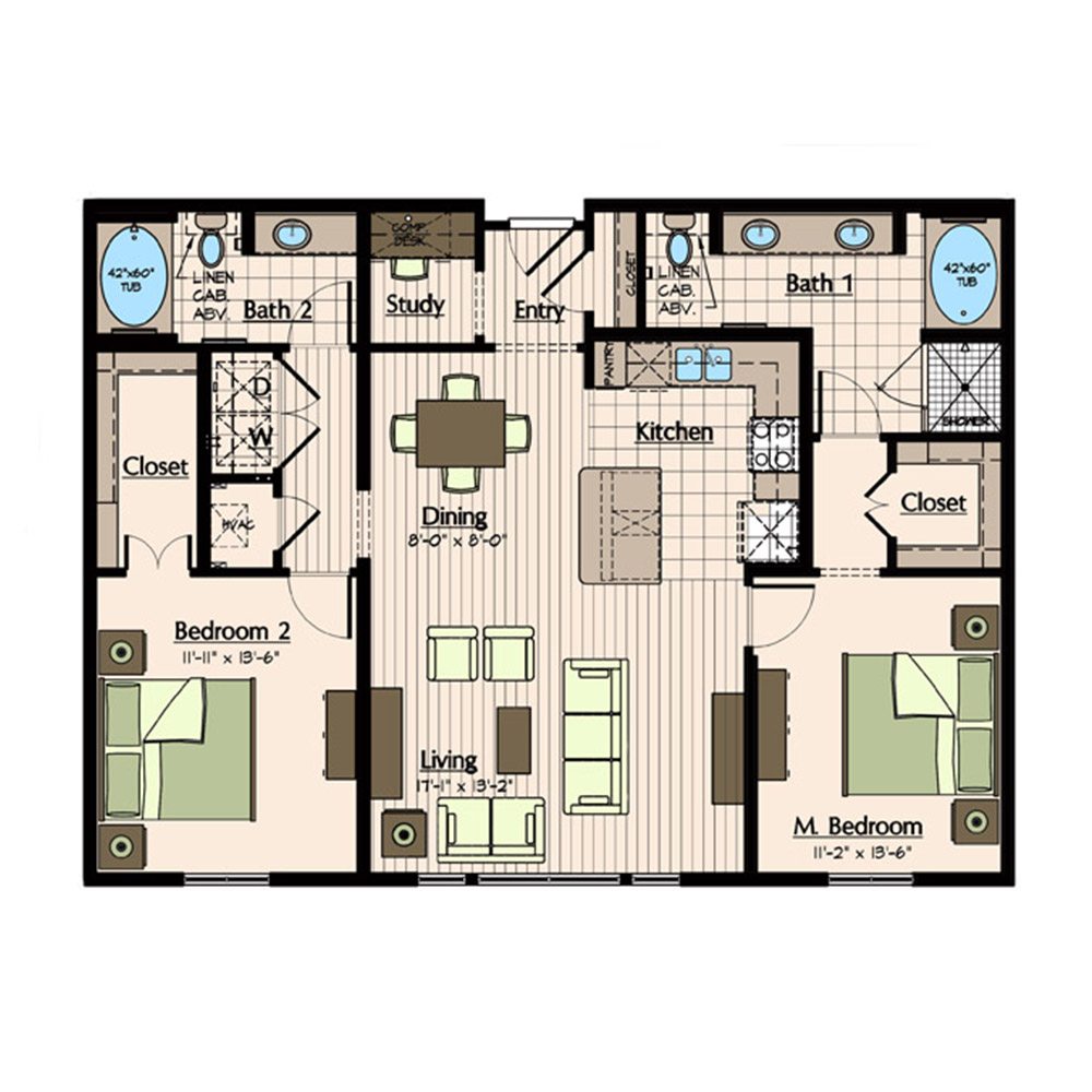 1900 Yorktown Galleria Apartments | B2 Floor Plan