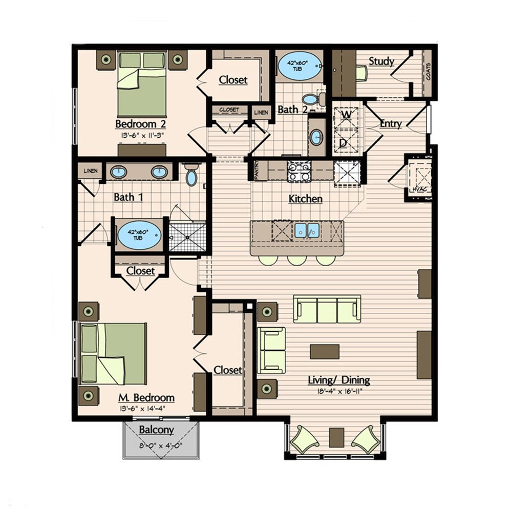 1900 Yorktown Galleria Apartments | B4 Floor Plan